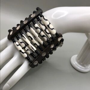 Exotic Tribal Stretch Bone Wide Bracelet Statement Style Boho Festival